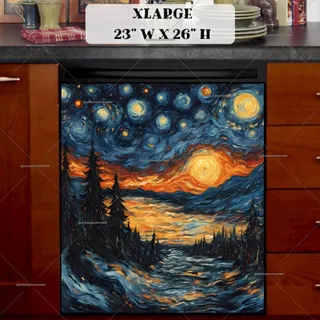 Preview of Starry Night Pine Forest magnet in Extra Large size.