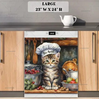 Preview of Kitten Chef in the Kitchen magnet in Large size.