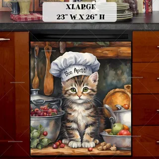 Preview of Kitten Chef in the Kitchen magnet in Extra Large size.