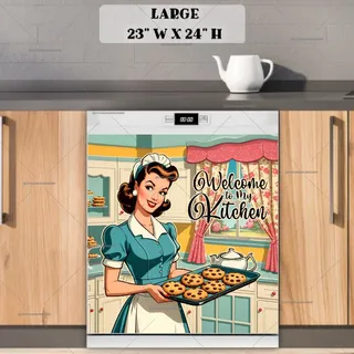 Preview of Cute Retro Housewife with Cookies magnet in Large size.