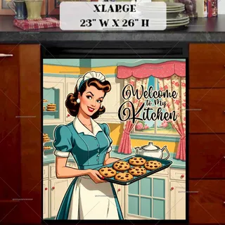 Preview of Cute Retro Housewife with Cookies magnet in Extra Large size.