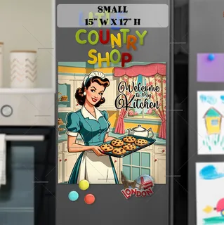 Preview of Cute Retro Housewife with Cookies magnet in Small size.