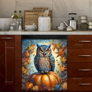 Preview of Owl on a Big Autumn Pumpkin magnet.
