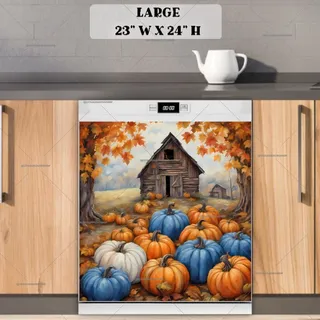 Preview of Barn and Colorful Pumpkins magnet in Large size.