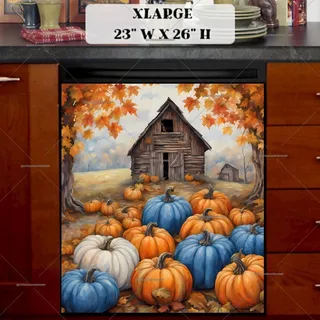 Preview of Barn and Colorful Pumpkins magnet in Extra Large size.