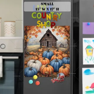 Preview of Barn and Colorful Pumpkins magnet in Small size.