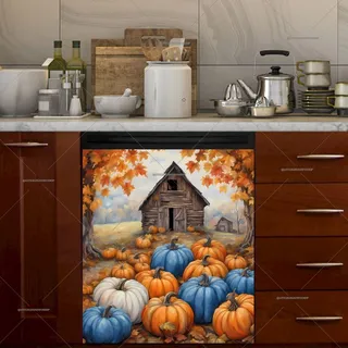 Preview of Barn and Colorful Pumpkins magnet.