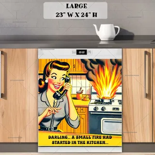 Preview of Funny Retro Housewife magnet in Large size.