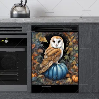 Preview of Barn Owl and a Blue Pumpkin magnet.