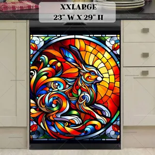 Preview of Stained Glass Fantasy Rabbit magnet in XX Large size.