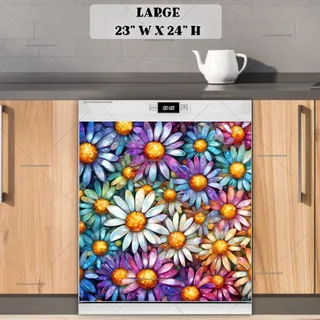 Preview of Beautiful Mosaic Daisies magnet in Large size.