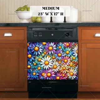 Preview of Beautiful Mosaic Daisies magnet in Medium size.