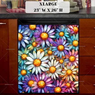 Preview of Beautiful Mosaic Daisies magnet in Extra Large size.