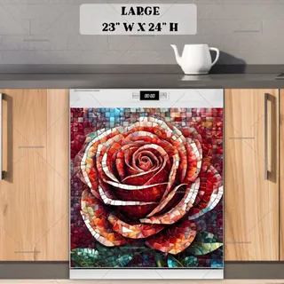 Preview of Beautiful Mosaic Rose magnet in Large size.