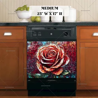 Preview of Beautiful Mosaic Rose magnet in Medium size.