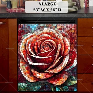 Preview of Beautiful Mosaic Rose magnet in Extra Large size.