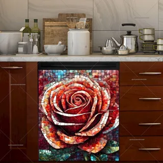 Preview of Beautiful Mosaic Rose magnet.