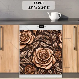 Preview of Carved Wood Roses Design magnet in Large size.