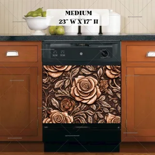 Preview of Carved Wood Roses Design magnet in Medium size.