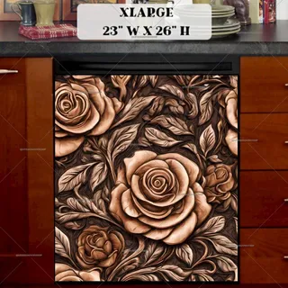 Preview of Carved Wood Roses Design magnet in Extra Large size.