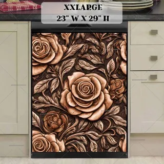 Preview of Carved Wood Roses Design magnet in XX Large size.