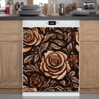 Preview of Carved Wood Roses Design magnet.