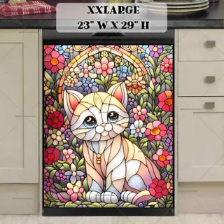 Preview of Cute Stained Glass Kitten magnet in XX Large size.