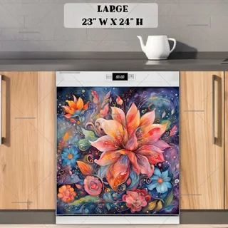 Preview of Whimsical Abstract Flowers magnet in Large size.