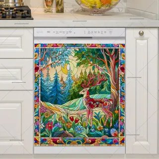 Preview of Stained Glass Deer in the Meadow magnet.