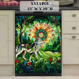 Preview of Stained Glass Fantasy Wolf magnet in XX Large size.