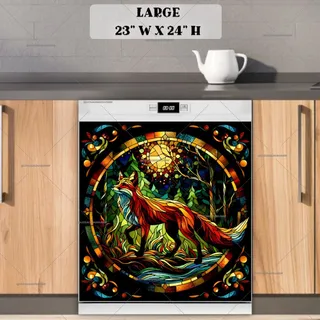 Preview of Stained Glass Forest Fox magnet in Large size.