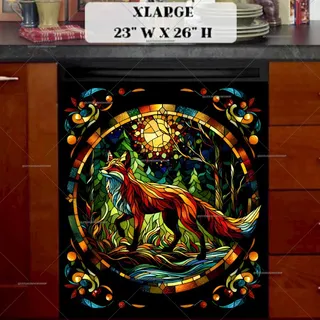 Preview of Stained Glass Forest Fox magnet in Extra Large size.