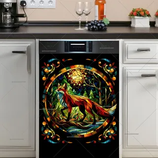 Preview of Stained Glass Forest Fox magnet.