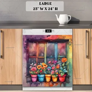 Preview of Colorful Flowers and Pots magnet in Large size.