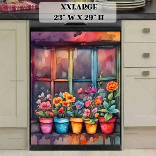 Preview of Colorful Flowers and Pots magnet in XX Large size.