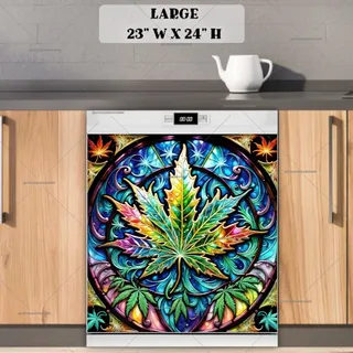 Preview of Stained Glass Weed Leaf magnet in Large size.