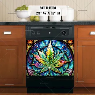 Preview of Stained Glass Weed Leaf magnet in Medium size.