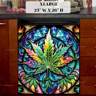 Preview of Stained Glass Weed Leaf magnet in Extra Large size.