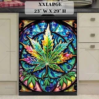 Preview of Stained Glass Weed Leaf magnet in XX Large size.