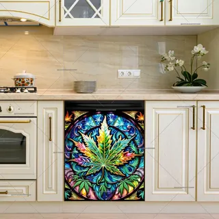 Preview of Stained Glass Weed Leaf magnet.