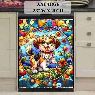 Preview of Stained Glass Summer Puppy magnet in XX Large size.