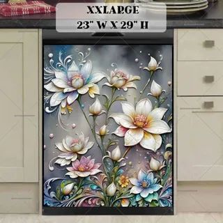 Preview of Beautiful White Whimsical Flowers magnet in XX Large size.