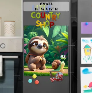 Preview of Cute Sloth Walking a Pet Snail magnet in Small size.