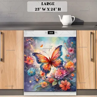 Preview of Beautiful Butterfly and Wildflowers magnet in Large size.