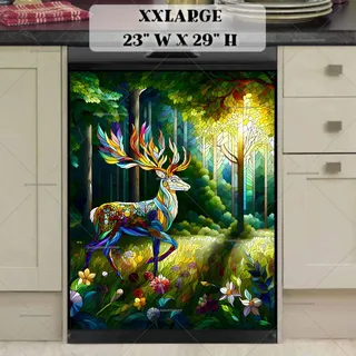 Preview of Fantasy Stained Glass Deer magnet in XX Large size.