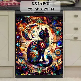 Preview of Stained Glass Astrology Cat magnet in XX Large size.