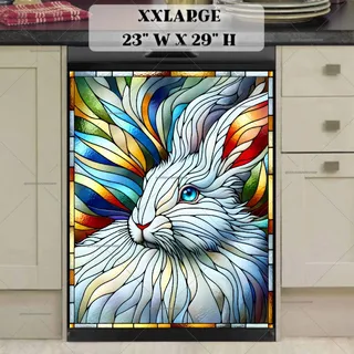 Preview of Stained Glass White Rabbit magnet in XX Large size.