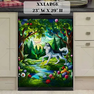 Preview of Stained Glass Husky in the Woods magnet in XX Large size.