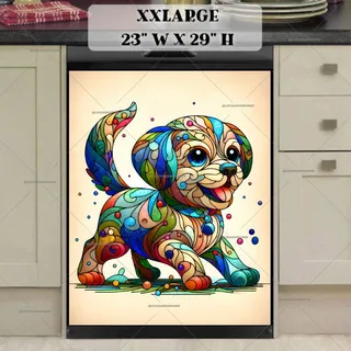 Preview of Little Stained Glass Puppy magnet in XX Large size.