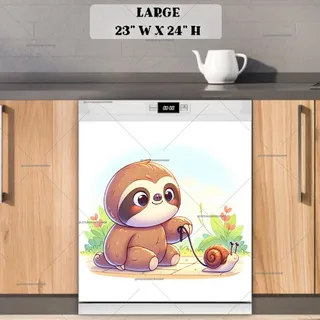 Preview of Cute Sloth and His Pet Snail magnet in Large size.